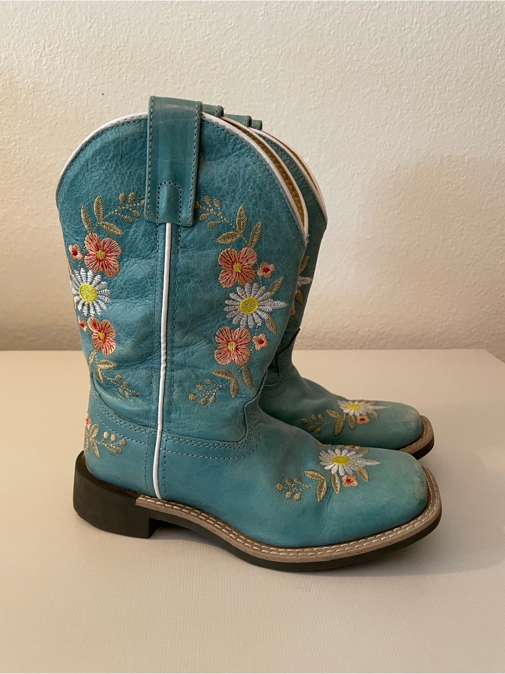 Girls Smokey Mountain Boots Turquoise Leather Size 13